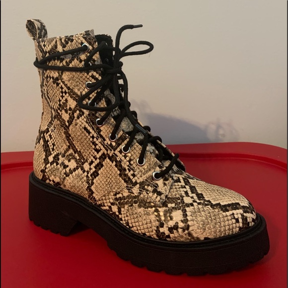 Steve Madden Tornado Snake Print Combat Boots - Picture 6 of 10